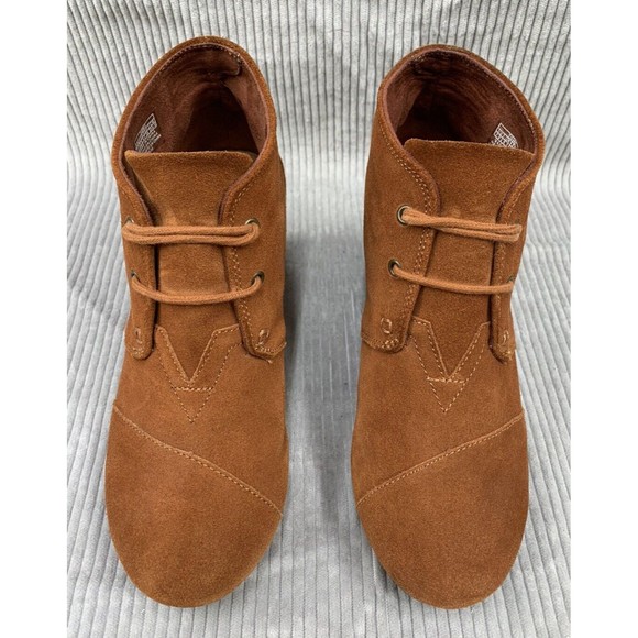 TOMS  Women's Size 8M Brown Rust KALA Desert Wedge BOOT BOOTIE Suede Leather - Picture 4 of 14